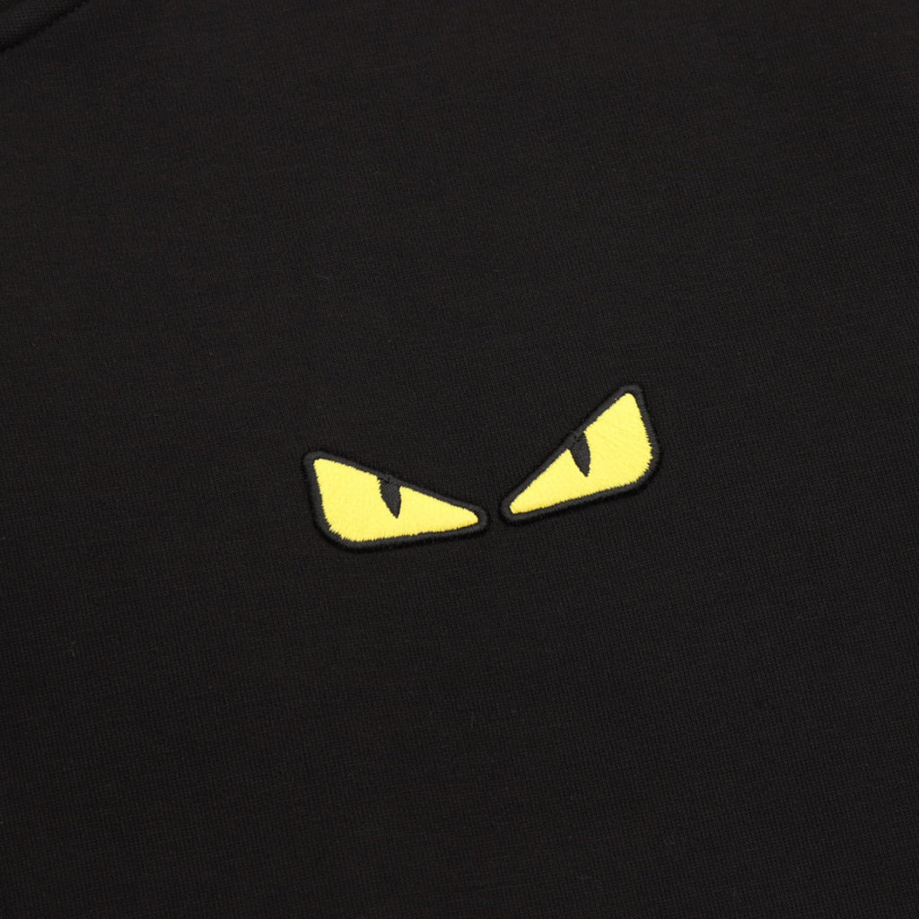 Fendi “Monster Eyes” 25FW Chaqueta Negra con Cierre y Bordado Amarillo